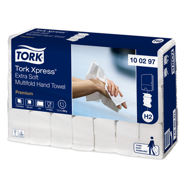 Tork Xpress® Multifold Hand Towels, Extra Soft, White, H2