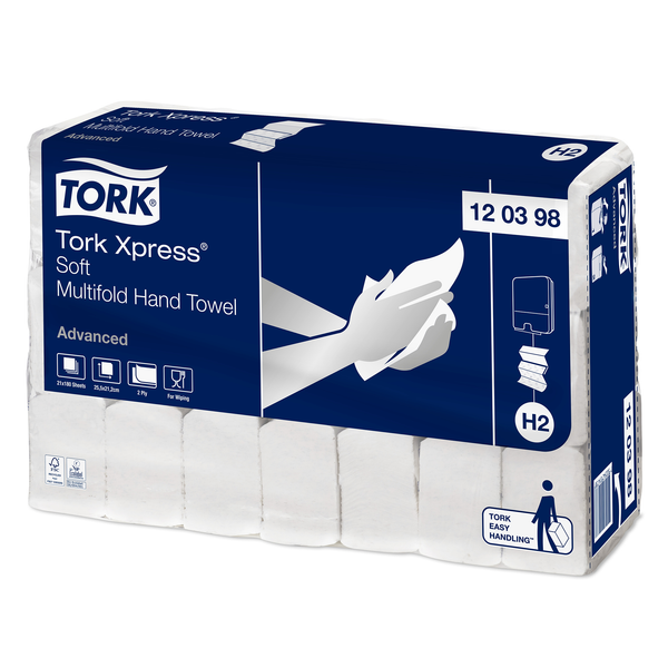 Tork Xpress® Multifold Hand Towels, Soft, White, H2